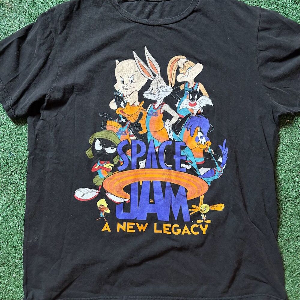 Space Jam Looney Tunes Characters T-Shirt Black Unisex Standard Size M